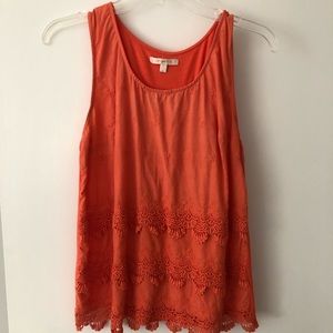 Tank top with eyelet details, Coral